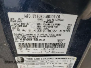 2013 Ford F-150 XL with VIN 1FTFW1ET1DKD65380, listed as a Copart auction lot 44794575 with 212,021 mi miles and Clean Title. Bid and sale history available at carsss.com. Image 12.