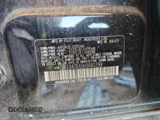 2017 Subaru WRX Premium with VIN JF1VA1E69H8840299, listed as a Copart auction lot 59629635 with 78,461 mi miles and Salvage title. Bid and sale history available at DreamBid. Image 13.