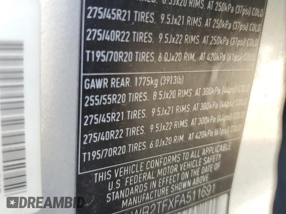 2015 Land Rover Range Rover Sport Supercharged with VIN SALWR2TFXFA511691, listed as a Copart auction lot 52958735 with 148,859 mi miles and Clean title. Bid and sale history available at DreamBid. Image 13.