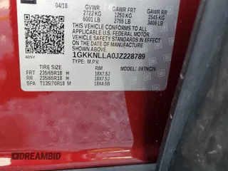 2018 GMC Acadia SLE z VIN 1GKKNLLA0JZ228789, wystawiony jako Copart lot #55873475 z przebiegiem Nie podano mil oraz Szkoda całkowita • Salvage title. Historia ofert i sprzedaży dostępna na DreamBid. Obrazek 13.