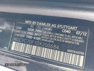 2013 Mercedes-Benz G-Class AMG G 63 with VIN WDCYC7DF1DX200684, listed as a IAAI auction lot 41513457 with 97,003 mi miles. Bid and sale history available at carsss.com. Image 9.