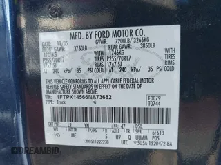 2006 Ford F-150 XLT with VIN 1FTPX14566NA73682, listed as a IAAI auction lot 41395123 with 187,033 mi miles. Bid and sale history available at carsss.com. Image 9.