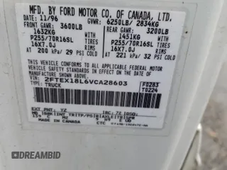 1997 Ford F-150 with VIN 2FTEX18L6VCA28603, listed as a Copart auction lot 49100835 with 127,510 mi miles and Salvage title. Bid and sale history available at DreamBid. Image 12.