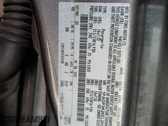 2014 Ford Focus SE with VIN 1FADP3K26EL293900, listed as a Copart auction lot 52888495 with 123,709 mi miles and Salvage Title. Bid and sale history available at carsss.com. Image 14.