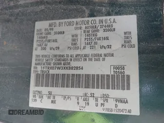 1999 Ford F-150 with VIN 1FTRX07W3XKB82854, listed as a IAAI auction lot 42411358 with Not provided miles and . Bid and sale history available at DreamBid. Image 9.