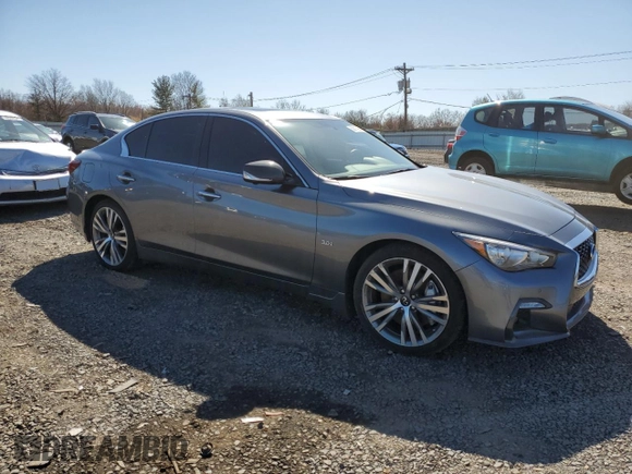 2020 Infiniti Q50 Pure with VIN JN1EV7AR8LM254097, listed as a Copart auction lot 50017965 with 69,758 mi miles and Salvage title. Bid and sale history available at DreamBid. Image 4.