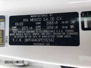 2023 Kia Forte GT with VIN 3KPF44AC4PE592342, listed as a Copart auction lot 47806575 with 35,035 mi miles and Salvage Title. Bid and sale history available at carsss.com. Image 14.