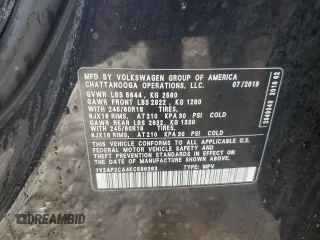 2019 Volkswagen Atlas S с VIN 1V2AP2CA4KC586363, выставлен на аукционе Copart как лот 79926614 с пробегом Не указан миль и Списание • Salvage title. История ставок и продаж доступна на DreamBid. Изображение 13.