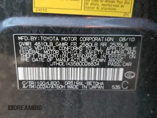 2011 Lexus GS 350 with VIN JTHCE1KS5B0028834, listed as a Copart auction lot 41732175 with 179,645 mi miles and Salvage Title. Bid and sale history available at carsss.com. Image 12.