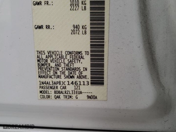 2018 Nissan Altima 2.5 SL with VIN 1N4AL3AP8JC146113, listed as a Copart auction lot 82485584 with 121,810 mi miles and Salvage Title. Bid and sale history available at carsss.com. Image 14.