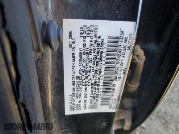 2007 Mitsubishi Endeavor LS with VIN 4A4MM21S07E040487, listed as a Copart auction lot 88925875 with 230,821 mi miles and Salvage Title. Bid and sale history available at carsss.com. Image 13.