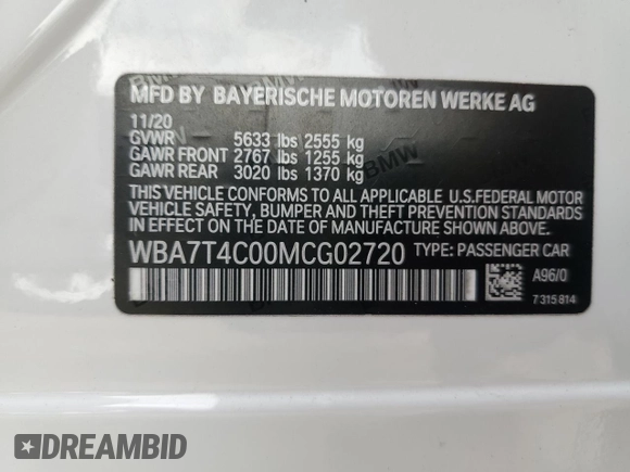 2021 BMW 7 Series 740i xDrive с VIN WBA7T4C00MCG02720, выставлен на аукционе Copart как лот 72033844 с пробегом 29 767 миль миль и Списание • Salvage title. История ставок и продаж доступна на DreamBid. Изображение 12.