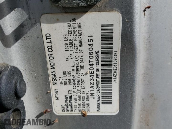 2004 Nissan 350Z Touring with VIN JN1AZ34E04T060451, listed as a Copart auction lot 42861225 with 0 mi miles and Clean Title. Bid and sale history available at carsss.com. Image 12.