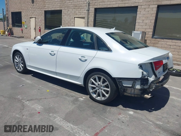 2014 Audi A4 Premium Plus with VIN WAUFFAFL6EN007719, listed as a IAAI auction lot 42530090 with 91,546 mi miles and . Bid and sale history available at DreamBid. Image 3.