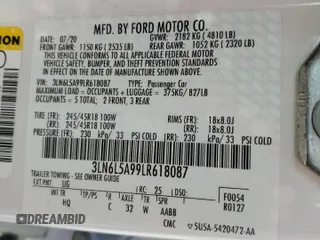 2020 Lincoln MKZ Standard z VIN 3LN6L5A99LR618087, wystawiony jako Copart lot #56726985 z przebiegiem 23 378 mil mil oraz Szkoda całkowita • Salvage title. Historia ofert i sprzedaży dostępna na DreamBid. Obrazek 12.