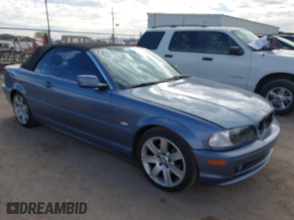 2002 BMW 3 Series 325Ci with VIN WBABS33462JY59719, listed as a IAAI auction lot 41606966 with 104,306 mi miles and . Bid and sale history available at DreamBid. Image 1.