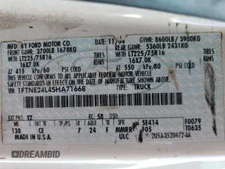 2005 Ford Econoline Cargo with VIN 1FTNE24L45HA71668, listed as a Copart auction lot 87246594 with Not Provided miles and Clean Title. Bid and sale history available at carsss.com. Image 13.