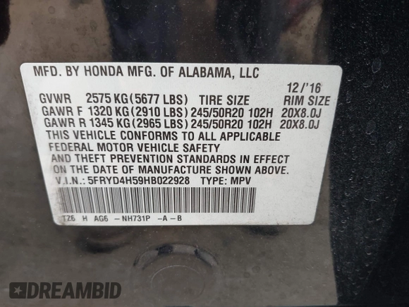 2017 Acura MDX Technology with VIN 5FRYD4H59HB022928, listed as a IAAI auction lot 42434836 with 108,848 mi miles and . Bid and sale history available at DreamBid. Image 9.