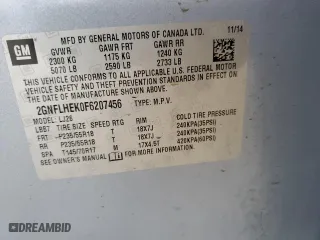 2015 Chevrolet Equinox LTZ with VIN 2GNFLHEK0F6207456, listed as a Copart auction lot 54360035 with 111,243 mi miles and Clean Title. Bid and sale history available at carsss.com. Image 13.