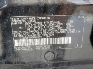 2010 Toyota RAV4 with VIN JTMZF4DV5AD023853, listed as a Copart auction lot 62354245 with 191,590 mi miles and Salvage title. Bid and sale history available at DreamBid. Image 13.