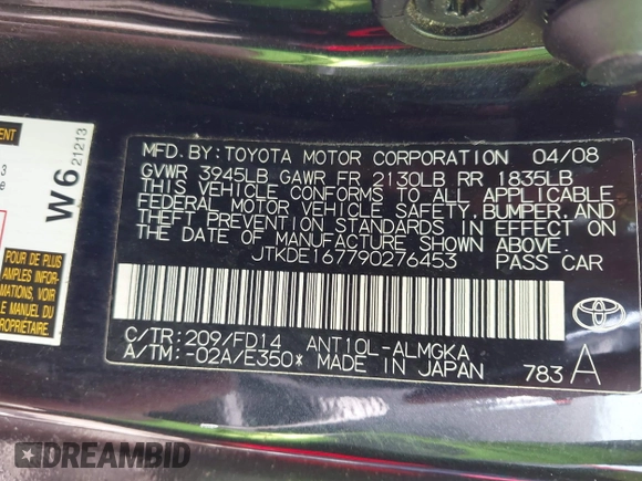 2009 Scion tC z VIN JTKDE167790276453, wystawiony jako IAAI lot #42169916 z przebiegiem 118 418 mil mil oraz . Historia ofert i sprzedaży dostępna na DreamBid. Obrazek 9.