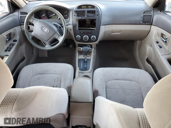 2008 Kia Spectra SX with VIN KNAFE121785526466, listed as a Copart auction lot 80954954 with 348,788 mi miles and Salvage Title. Bid and sale history available at carsss.com. Image 8.