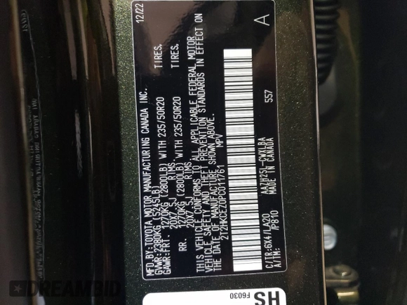2023 Lexus NX 350h Luxury with VIN 2T2HKCEZ0PC011761, listed as a Copart auction lot 80442193 with 19,042 mi miles and . Bid and sale history available at DreamBid. Image 12.