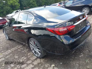 2018 Infiniti Q50 Red Sport 400 with VIN JN1FV7AP0JM461227, listed as a IAAI auction lot 42308384 with 100,694 mi miles and . Bid and sale history available at DreamBid. Image 3.