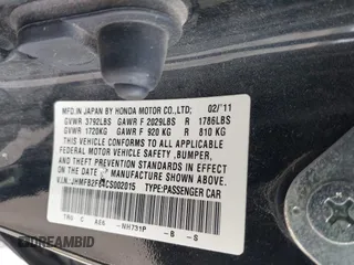 2012 Honda Civic EX with VIN JHMFB2F84CS002015, listed as a IAAI auction lot 41960922 with 188,152 mi miles and . Bid and sale history available at DreamBid. Image 9.