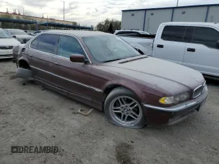 2001 BMW 7 Series 740iL with VIN WBAGH83411DP18779, listed as a Copart auction lot 43258765 with 110,214 mi miles and Salvage Title. Bid and sale history available at carsss.com. Image 4.