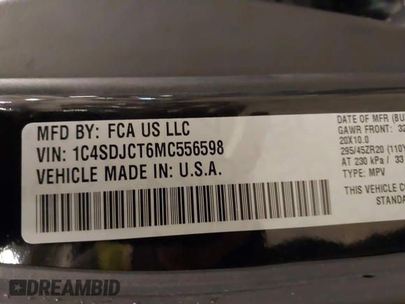 2021 Dodge Durango R/T z VIN 1C4SDJCT6MC556598, wystawiony jako IAAI lot #41545122 z przebiegiem 40 654 mil mil oraz . Historia ofert i sprzedaży dostępna na DreamBid. Obrazek 9.