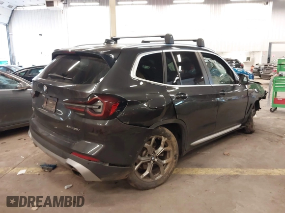 2022 BMW X3 xDrive30i with VIN 5UX53DP09N9K75829, listed as a IAAI auction lot 41646561 with Not Provided miles and . Bid and sale history available at DreamBid. Image 4.