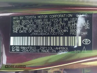 2010 Scion xD z VIN JTKKU4B40A1007152, wystawiony jako IAAI lot #42212280 z przebiegiem 151 765 mil mil oraz . Historia ofert i sprzedaży dostępna na DreamBid. Obrazek 9.