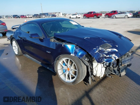 2019 Ford Mustang GT with VIN 1FA6P8CF7K5168301, listed as a IAAI auction lot 41778396 with 52,012 mi miles. Bid and sale history available at carsss.com. Image 1.