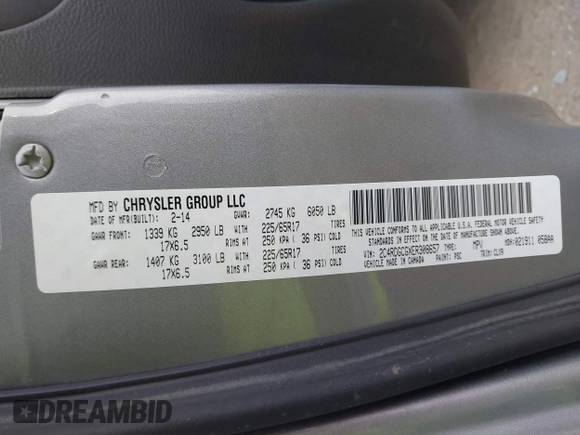 2014 Dodge Grand Caravan SXT with VIN 2C4RDGCGXER308657, listed as a IAAI auction lot 41602422 with 200,643 mi miles and . Bid and sale history available at DreamBid. Image 9.