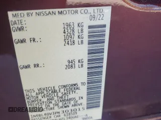 2023 Nissan Altima 2.5 SV with VIN 1N4BL4DV3PN303015, listed as a Copart auction lot 87023374 with 47,904 mi miles and Salvage Title. Bid and sale history available at carsss.com. Image 12.