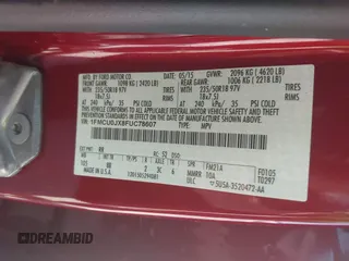 2015 Ford Escape Titanium with VIN 1FMCU0JX8FUC78607, listed as a IAAI auction lot 42000719 with 148,482 mi miles. Bid and sale history available at carsss.com. Image 9.
