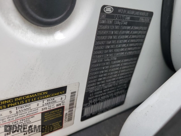 2018 Land Rover Range Rover Velar R-Dynamic SE with VIN SALYL2RV2JA747334, listed as a Copart auction lot 59562655 with 79,780 mi miles and Salvage title. Bid and sale history available at DreamBid. Image 13.