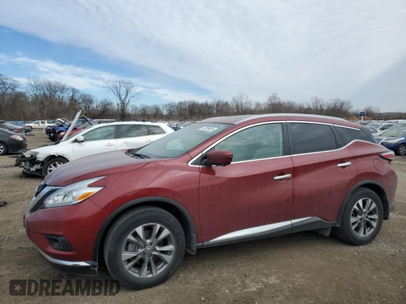 2017 Nissan Murano SL with VIN 5N1AZ2MH2HN198015, listed as a Copart auction lot 47295485 with 47,946 mi miles and Salvage Title. Bid and sale history available at carsss.com. Image 1.