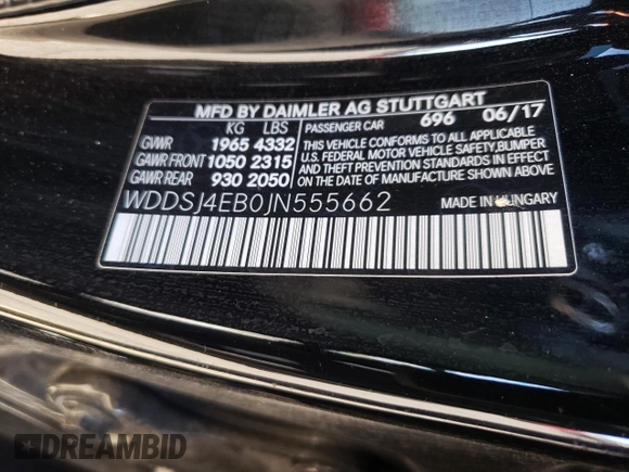 2018 Mercedes-Benz CLA with VIN WDDSJ4EB0JN555662, listed as a Copart auction lot 36854153 with 0 mi miles. Bid and sale history available at carsss.com. Image 14.