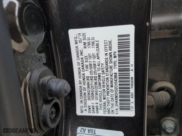 2014 Honda CR-V EX with VIN 2HKRM3H52EH542868, listed as a Copart auction lot 49800515 with 231,610 mi miles and Salvage Title. Bid and sale history available at carsss.com. Image 15.