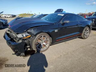 2021 Ford Mustang Mach 1 with VIN 1FA6P8R08M5555185, listed as a Copart auction lot 74855834 with 21,052 mi miles and Non Repairable. Bid and sale history available at carsss.com. Image 1.