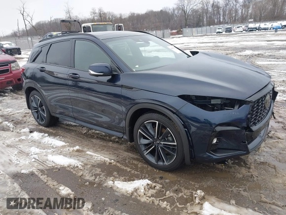 2025 Infiniti QX50 Sport with VIN 3PCAJ5FB2SF103397, listed as a IAAI auction lot 41566790 with 1,228 mi miles and . Bid and sale history available at DreamBid. Image 1.