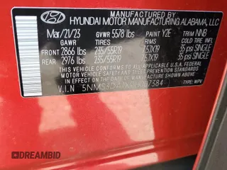 2023 Hyundai Santa Fe Hybrid SEL Premium with VIN 5NMS3DA1XPH007384, listed as a Copart auction lot 82157514 with 20,149 mi miles and Salvage Title. Bid and sale history available at carsss.com. Image 13.