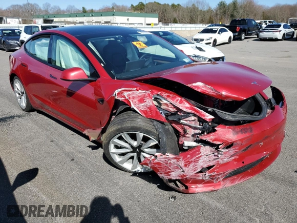 2022 Tesla Model 3 with VIN 5YJ3E1EA8NF187289, listed as a Copart auction lot 51070155 with 106,072 mi miles and Salvage Title. Bid and sale history available at carsss.com. Image 4.