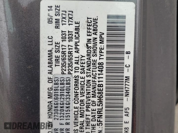 2014 Honda Odyssey EX-L with VIN 5FNRL5H68EB111408, listed as a Copart auction lot 51357045 with 239,038 mi miles and Non Repairable. Bid and sale history available at carsss.com. Image 15.