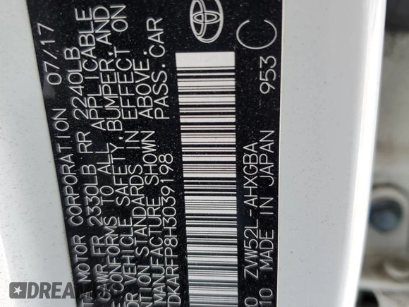 2017 Toyota Prius Plus with VIN JTDKARFP8H3039198, listed as a Copart auction lot 50724955 with 127,508 mi miles and Salvage title. Bid and sale history available at DreamBid. Image 13.
