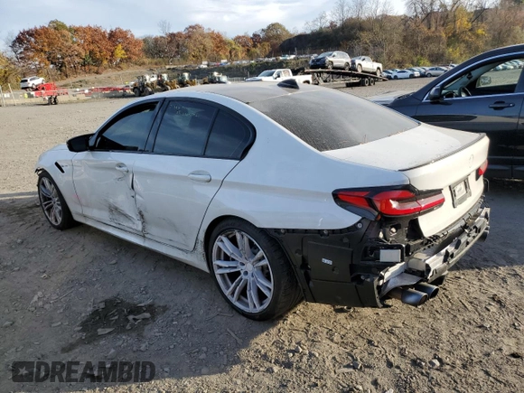 2021 BMW M5 with VIN WBS83CH01MCF15654, listed as a Copart auction lot 77427464 with 41,919 mi miles and Salvage Title. Bid and sale history available at carsss.com. Image 2.