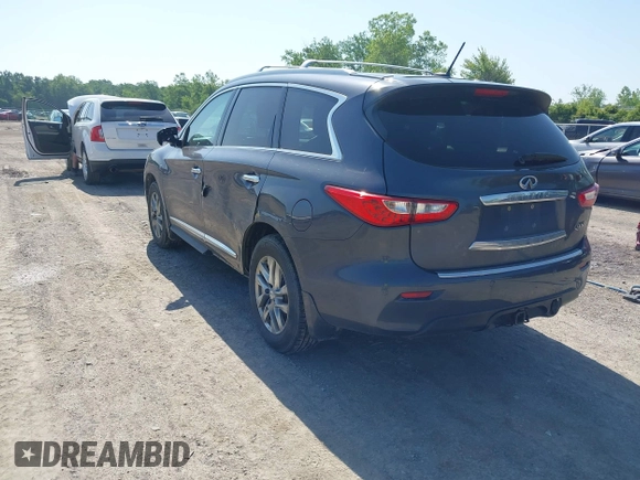 2014 Infiniti QX60 with VIN 5N1AL0MM6EC506295, listed as a IAAI auction lot 42549315 with 157,766 mi miles and . Bid and sale history available at DreamBid. Image 3.