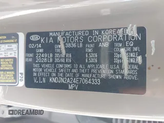 2014 Kia Soul with VIN KNDJN2A24E7064333, listed as a IAAI auction lot 40606019 with 1 mi miles. Bid and sale history available at carsss.com. Image 9.